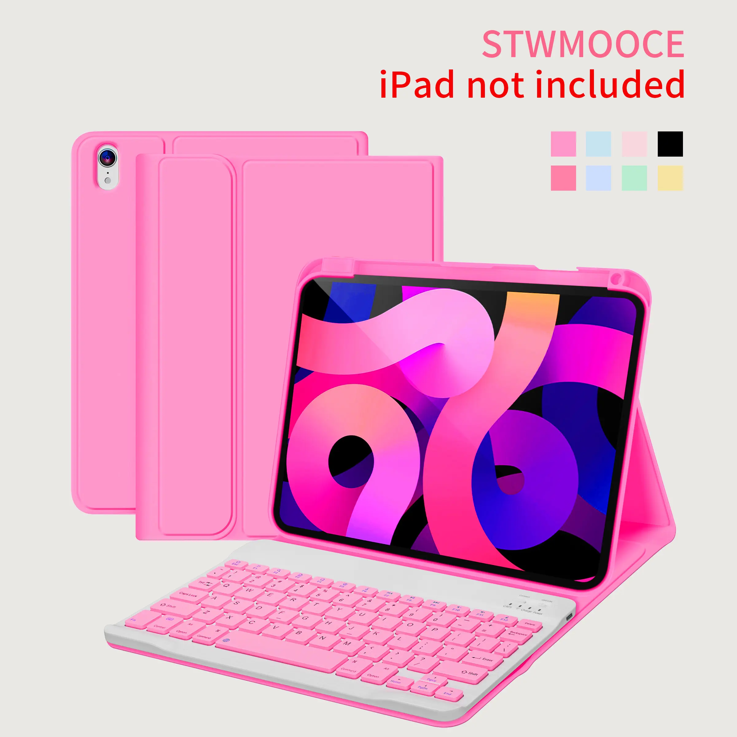 STWMOOCE Wireless Keyboard Magnetic Cute Case for iPad Tablet Computer Compatible with 10.2-inch iPad 7/8/9th, 10.9-inch iPad 10th Gen/A16,iPad Air4/5th,11-inch iPad Air(M2/M3/M4),iPad Pro2/3/4th Gens, Keyboard casing Pink Tech Accessories Cover Device ti