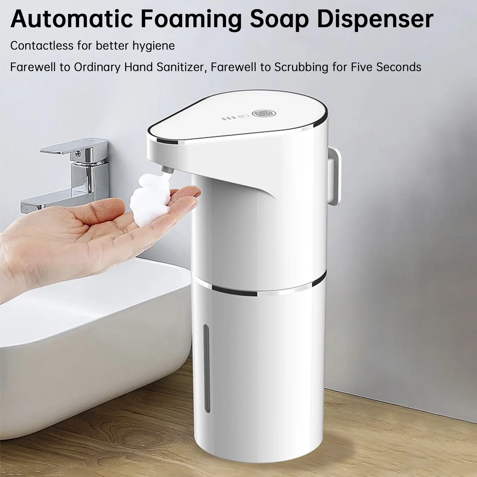 Areyourshop Automatic Foam Soap Dispenser - 11.84oz, Wall Mount, Adjustable, Rechargeable, Contactless Sensor Foam Hand Washing Soap Dispenser for Bathroom, Kitchen, Foam Hand Washing Soap Dispensers