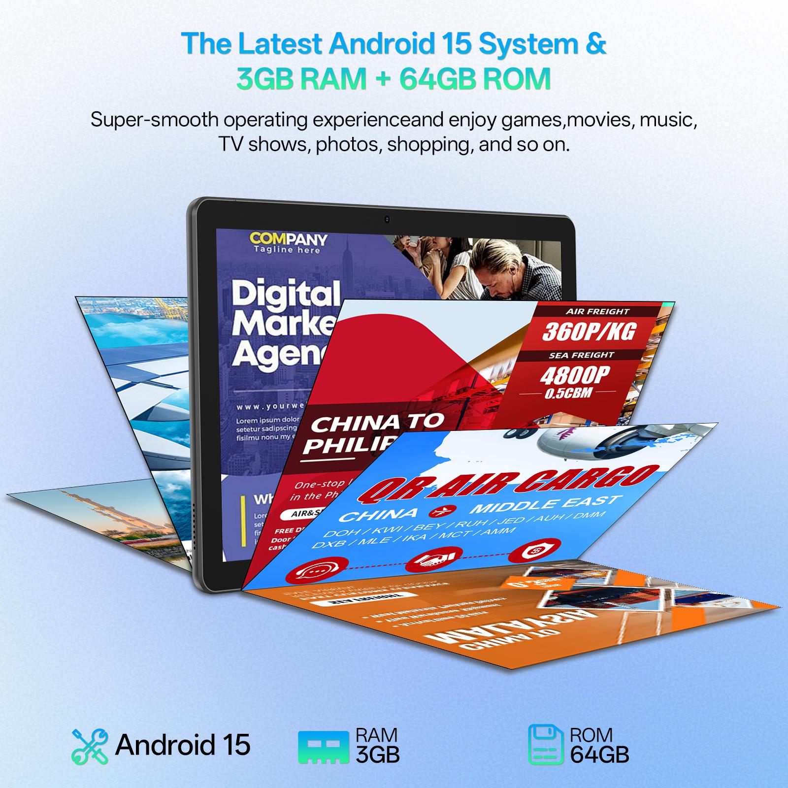 10 Inch Android Tablet, Latest Android 13 Tablet 3GB RAM 64GB ROM, WIFI Tablet, 2MP+8MP Camera, Stylus Without Electricity, 2 In 1 Tablet With Optional Keyboard, Case, Mouse, Stylus, Pen, Protective Case, Christmas gifts