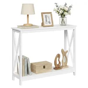 Zenstyle 2-Tier Console Table x-Design Bookshelf Entryway Sofa Side Table for Living Room