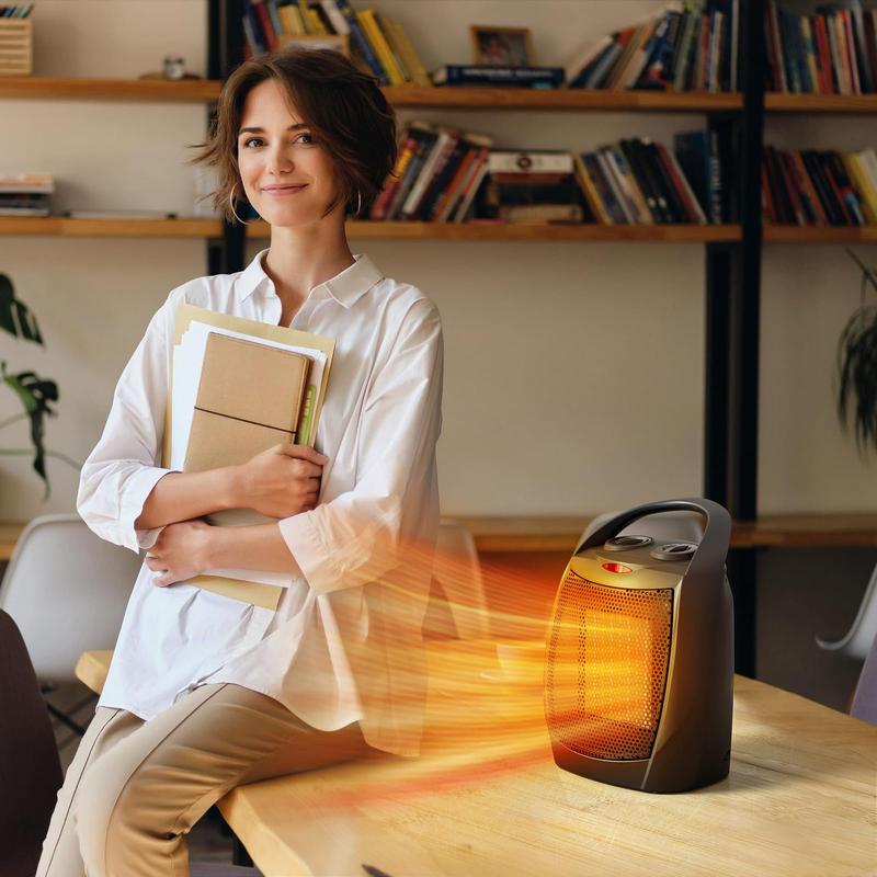 R.W.FLAME Small Space Heater for Indoor Use, Electric Ceramic Space Heater, Portable Heaters Fan for Office and Bedroom with Adjustable Thermostat ETL Listed,1500W