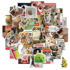 Cute Stickers 50 Pcs Cat Meme Kawaii Vinyl Sticker Shopping Scrapbooking Decals Waterproof Easy Re-Use for Water Bottle Laptop Phone Gifts for Child Friends Lovers Stickers for messages