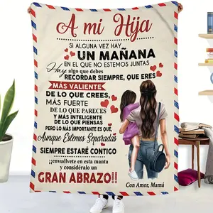 A Modern Spanish Love Letter to Daughter's Blanket Flannel Woven Non-Allergic Multifunctional Blanket Suitable for Sofa, Bed, Office, Home Decoration All-Season Comfortable Tear-Resistant Bedding ideal Birthday Gift for Girls-Digital Printing Polyest