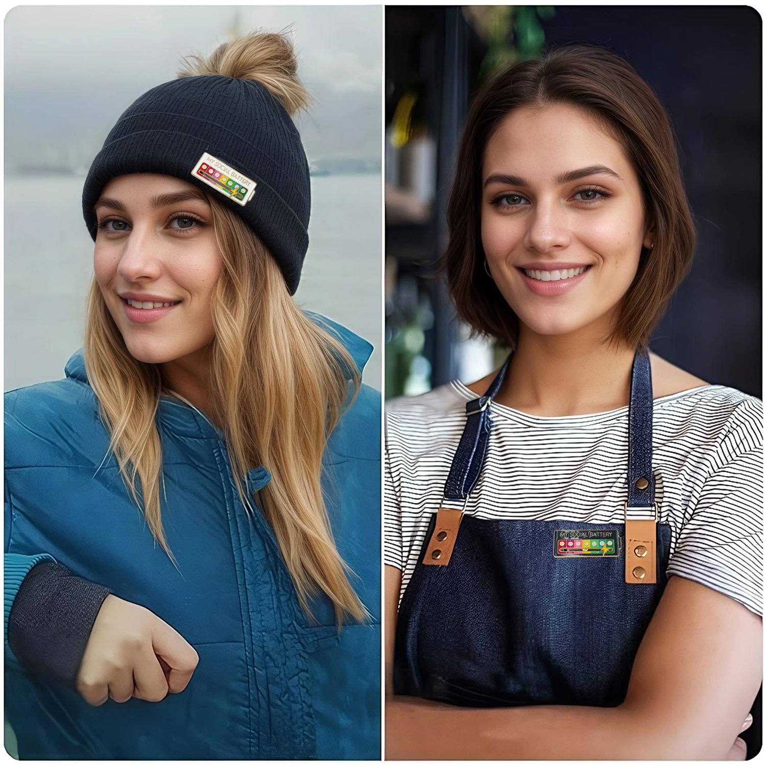 My Social Battery Slider Enamel Pin (2PCS), Funny Interactive Brooch Pin, Cute Social Battery Pin, Functional Mood Enamel Pins 7 Days a Week for Clothing Decoration Backpacks Bags Hats Gifts