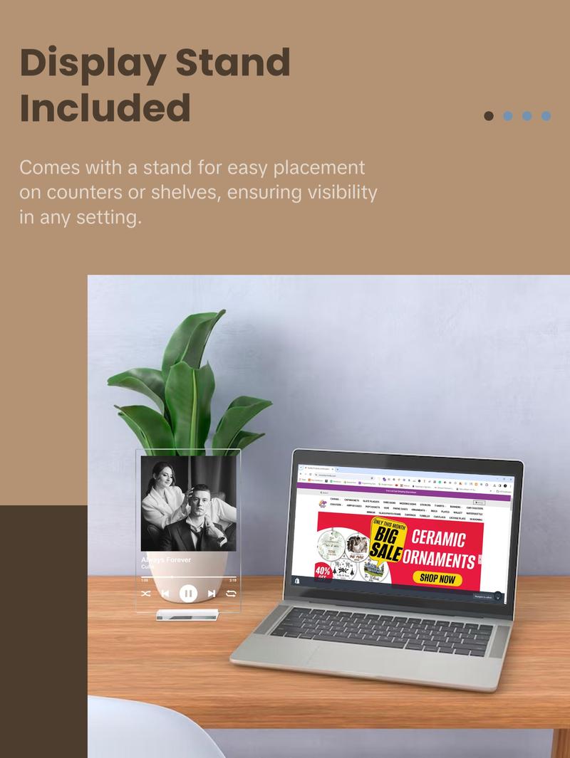 MIRACLE PRINTS Personalised Song Plaque With Stand, Custom Music Plaque, Any Photo / Song, Any Playlist, Photo and Music Gift, Music Prints, Personalized Photo Frame, Album Cover Song Plaque, Mother's Day Gifts, Gift for Mom, Acrylic plaque Decor