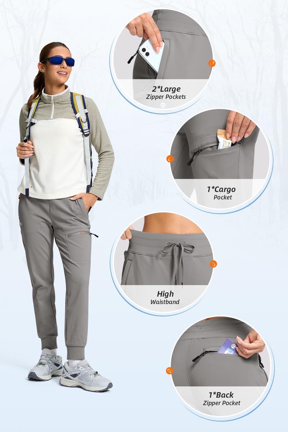 G Gradual Women's Fleece Lined Joggers Hiking Pants 4 Zipper Pockets High Waisted Water Resistant Winter Running Sweatpants SpringStatements