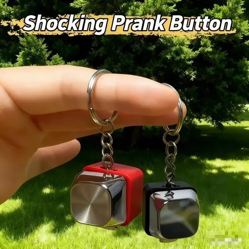 Prank Shock Button Keychain - Safe Low-Voltage Gadget for Parties Offices and Dormitories Fun Prank Toy Keychain