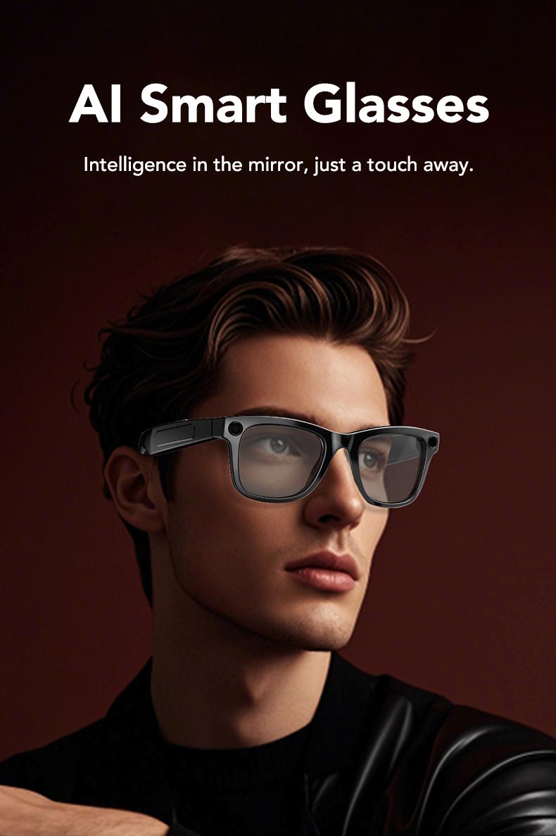 Smart AI Camera Glasses with 8MP Photochromic Lenses ,Button Touch Adjustment for Travel Outdoor Adventures Hands-Free Photography 160+Languages Real-Time Translation Bluetooth Wireless Wearable Video Recording UV Protection ,Black Friday & Cyber Monday