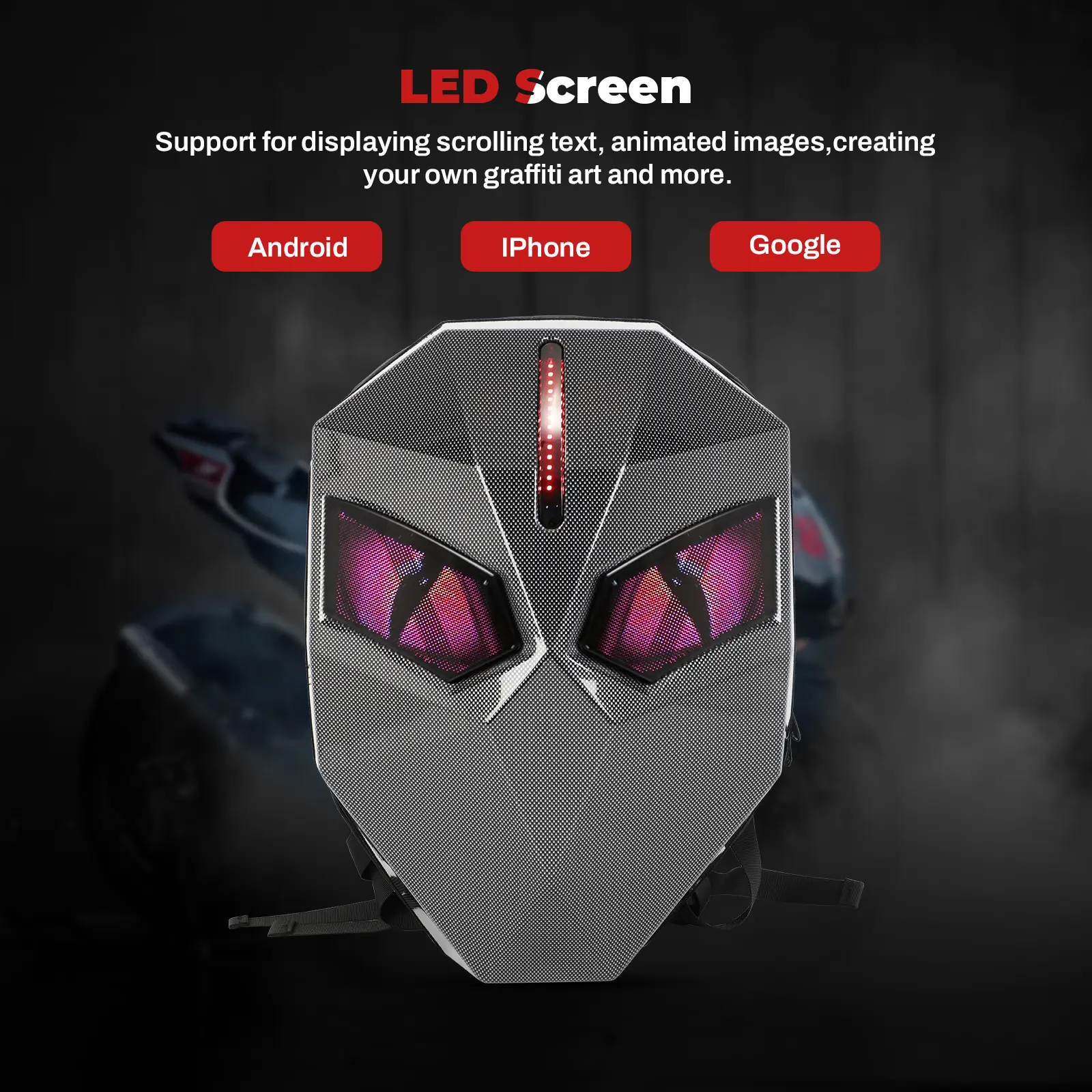 SCITOO Knight LED Motorcycle Backpack, Hard Case Riding Backpack DIY Motorbike Luggage Laptop Bag Waterproof,Large Size 19inch led backpack,father's day gift ideas,gifts for boyfriend summerwins,fathers day gift ideas