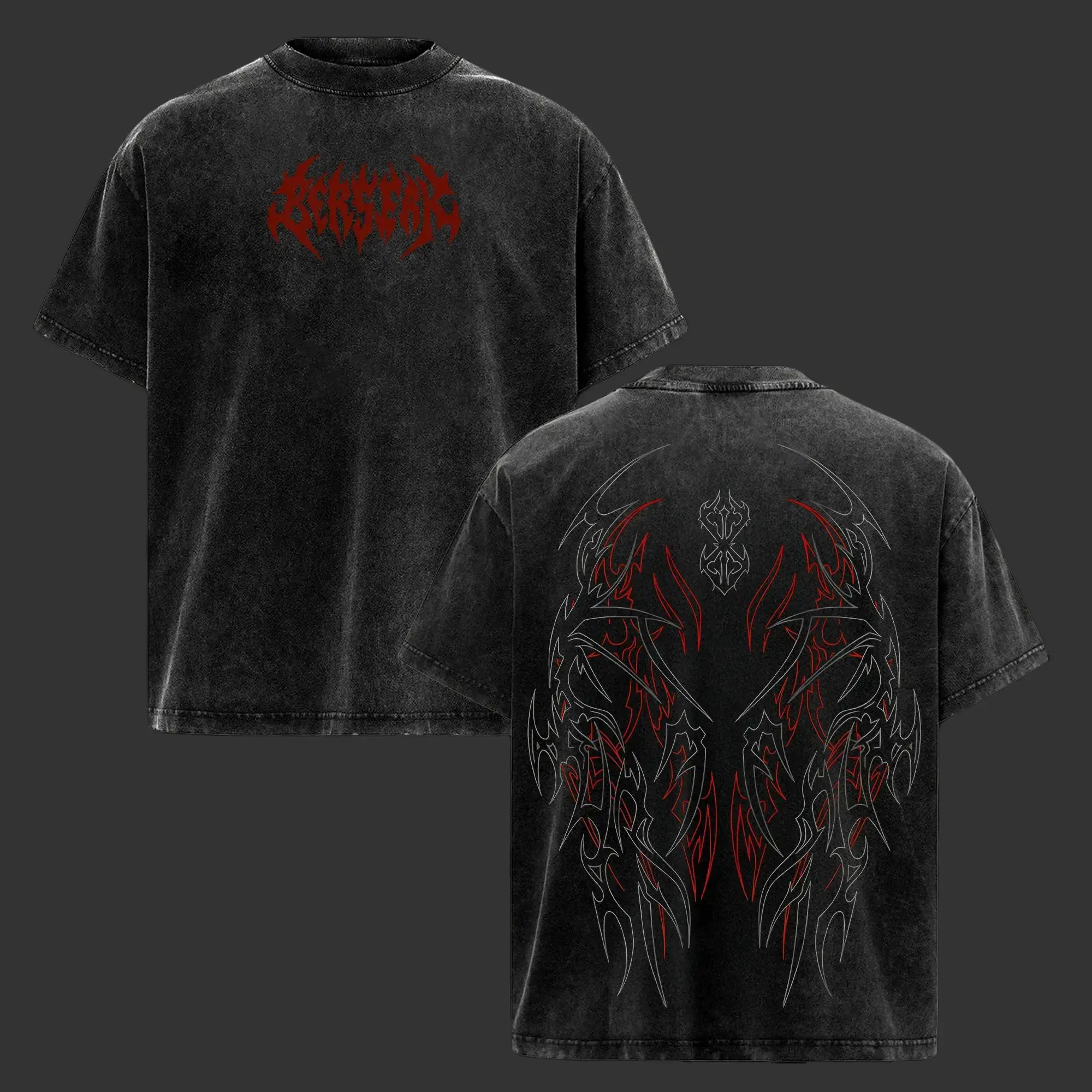 Berserk Pump Cover T-Shirt – Vintage Washed Oversized Gym Streetwear Tee, Heavy Cotton Fitness Top, Dark Aesthetic Unisex Apparel, Soft Loose Fit for Workout & Training