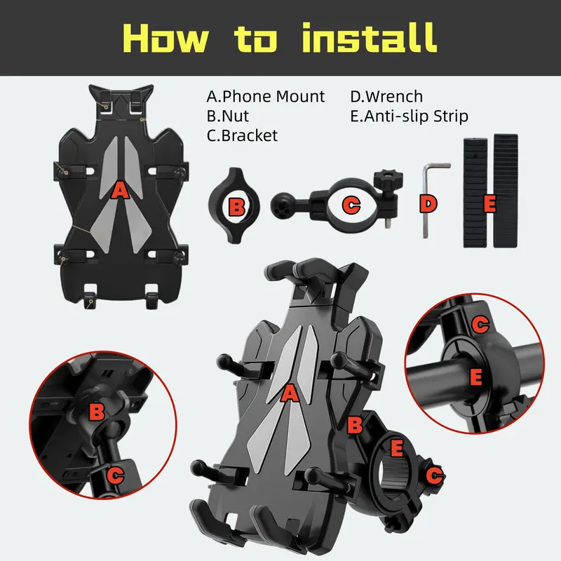 8-Claw Anti-Shake Motorcycle Phone Mount, 360° Rotatable Shockproof Bike Phone Holder, Stable Phone Mount Clip Screw Adjustable Version Universal Cell Phone Cradle Clamp for Bicycle Scooter ATV 0.6-1.3" Handlebar, Fits for 4.7-7.2 Inch Smartphones 8-Claw Anti-Shake Motorcycle Phone Mount, 360° Rotatable Shockproof Bike Phone Holder, Stable Phone Mount Clip Screw Adjustable Version Universal Cell Phone Cradle Clamp for Bicycle Scooter ATV 0.6-1.3" Handlebar, Fits for 4.7-7.2 Inch Smartphones