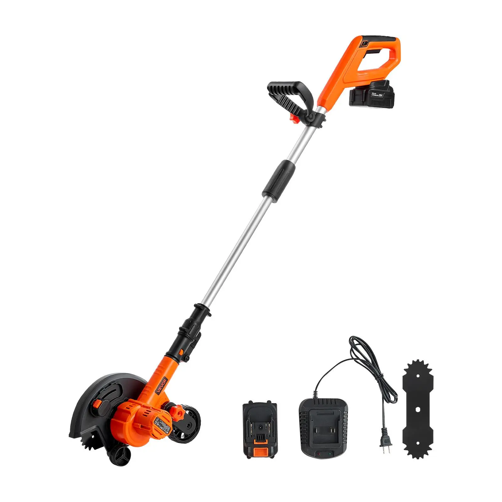 【summerfinds】VEVOR Lawn Edger, 8.8-inch Blade Length, Battery Powered Cordless Edger Lawn Tool, with 3-Position Blade Depth, 4000 mAh Battery and Charger Included, for Lawns, Driveways, Yards, and Sidewalk Edges