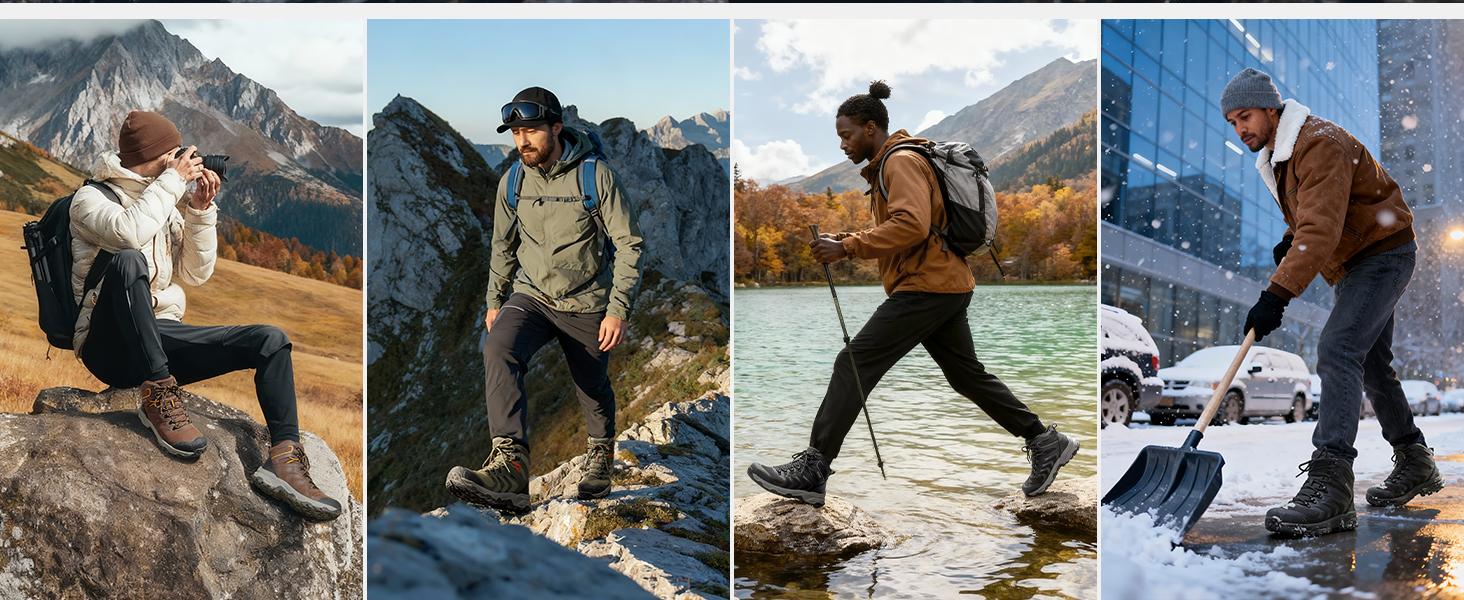 【WATERPROOFING】NORTIV 8 Men's Armadillo 3.0 Waterproof PRO Hiking Boots All Seasons Lightweight Non-Slip Arch Support Trekking Camping Ankle Boots Outdoorfun SpringStatements