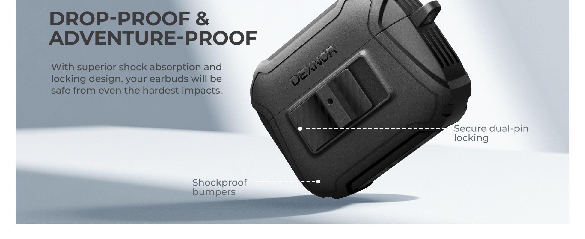 Dexnor Magnetic Case for AirPods Pro 2nd/1st Generation (2023/2022/2019), Compatible with MagSafe, Drop-Proof Lock Full-Body Shockproof Hard Protective Cover Rugged Bumper Cases with Carabiner Protection Handy