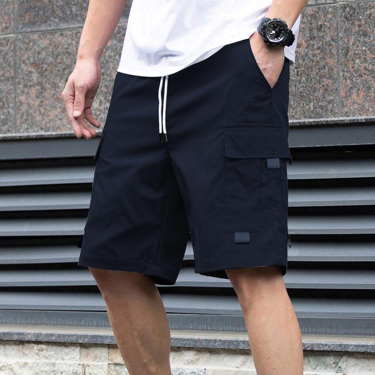 Men&rsquo;s lightweight cargo shorts, new for summer, available in a 3-pack. Drawstring waist, breathable fabric&mdash;ideal for summer outdoor fitness and casual wear. Features slanted front pockets. Fashionable, multifunctional casual shorts with a street-style des