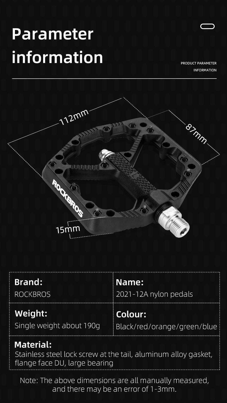 ROCKBROS Mountain Bike Pedals Flat MTB Pedals Nylon Fiber Bicycle Platform Pedals ROCKBROS Mountain Bike Pedals Flat MTB Pedals Nylon Fiber Bicycle Platform Pedals