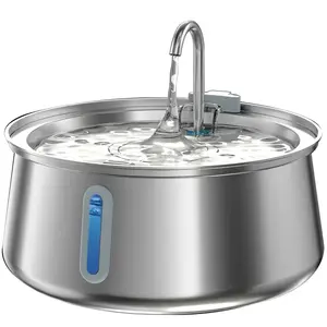 Homtyler Stainless Steel Cat Water Fountain,Pet Water Fountain 4L/135Oz Large Capacity,Dog Water Dispenser with Water Level Window, Multiple Filtration, Quiet Automatic Pet Fountain Easy Clean