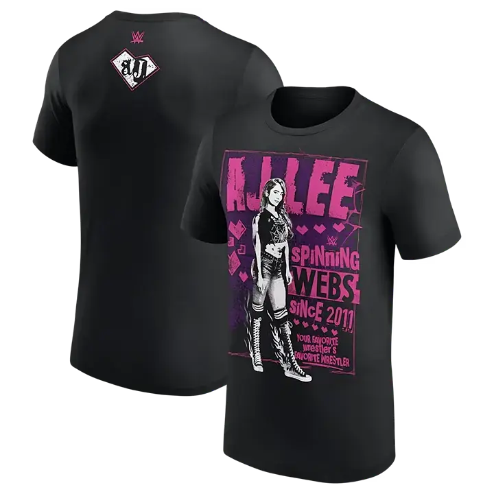 The AJ Lee Spinning Webs Since 2011 T-Shirt, Wrestling Sport Shirt, Fighter Shirt, Gift For Men And Women, Graphic Tee Gift For All Streetwear, Sport T-shirt,  Fashion Cotton, Full Colors, Full Sizes, For Men, For Women