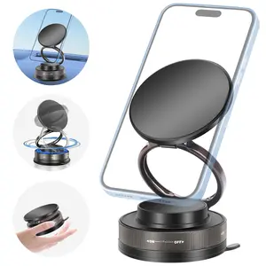 360° Vacuum Magnetic Car Phone holder mount-Foldable Suction Phone Holder,Suction Cup Cellphone Stand for iPhone,Adjustable Phone Mount with Rotation