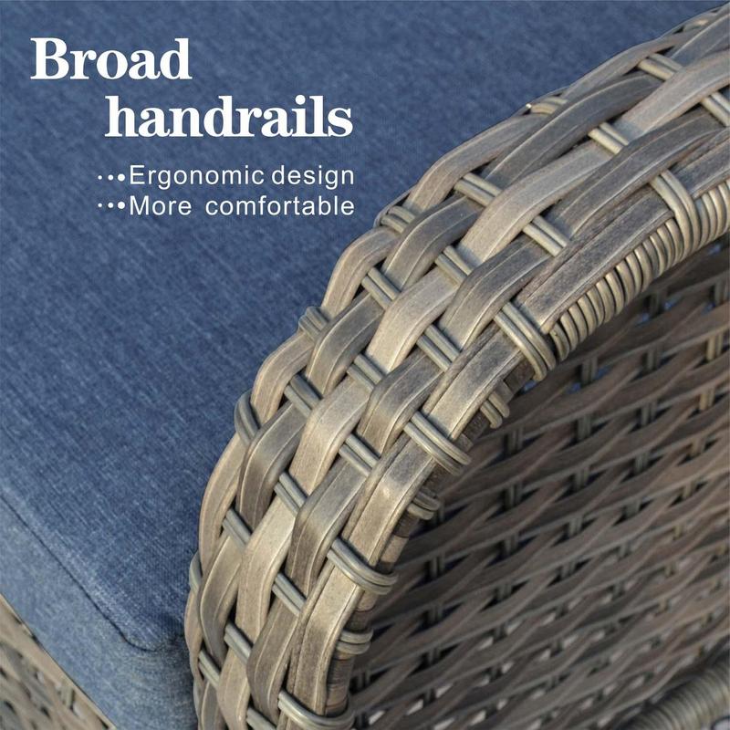 Ovios Outdoor Furniture 4-Piece High Back Grey Wicker with Cushion and Table