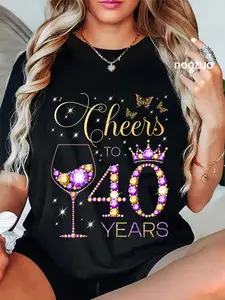 100% Cotton Cheers to 40 Years Old 40th Birthday Party Women 40th Bday T-Shirt