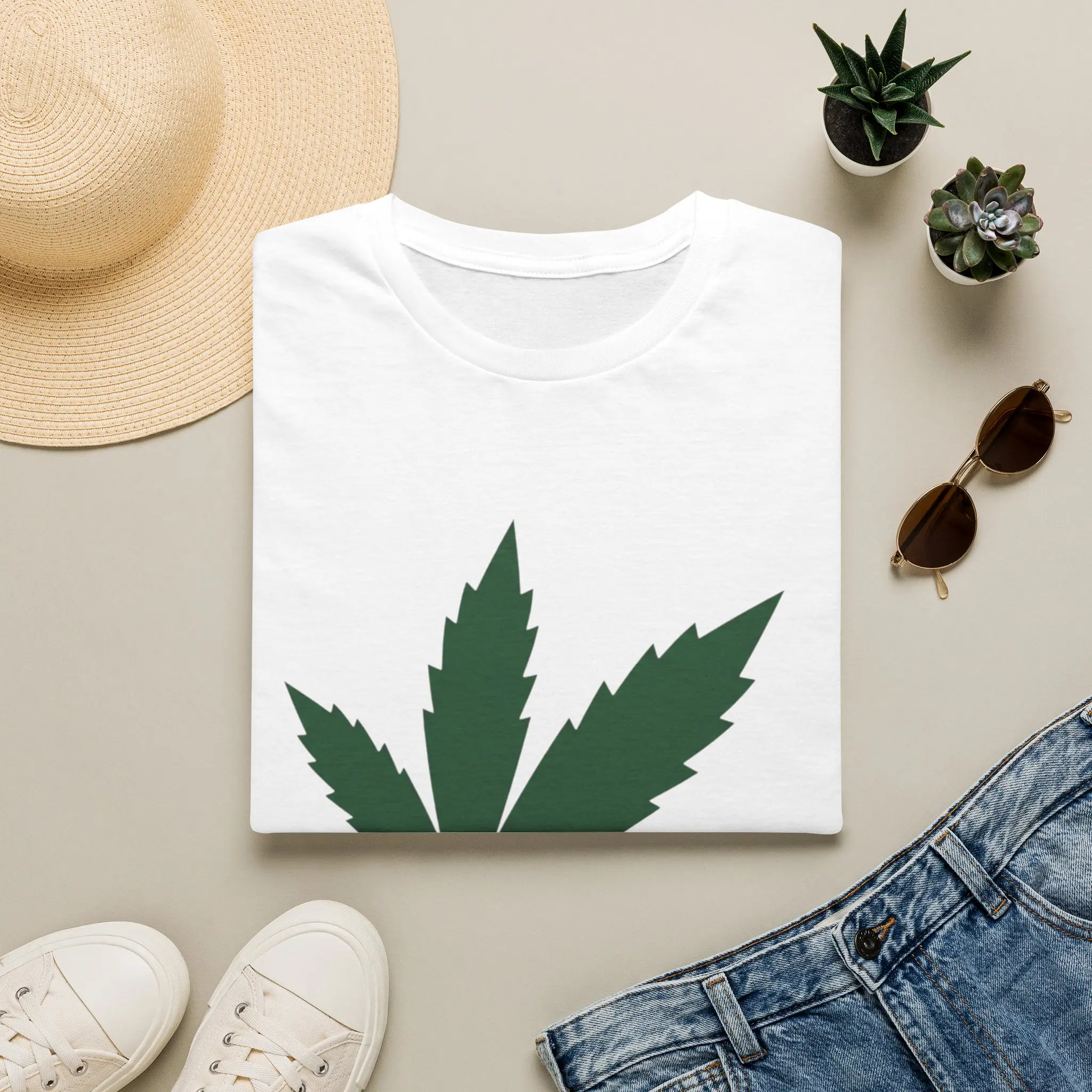 Green Cannabis Leaf T-Shirt | Marijuana Leaf Tee