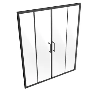 VEVOR Semi-frameless Shower Door,  57.8-59 W x 70 H in, Double Sliding Glass Door with 1/4 in(6mm) Clear Tempered Glass, Waterproof Shatterproof Stainproof with Stainless Steel Hardware, Matte Black