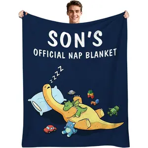 Son Blanket from Mom Dad, Dinosaur Blankets for Kids Boys, Son Gifts from Mom Dad, Cute Dino Blanket Gift for Birthday Christmas, Dinosaur Gifts
