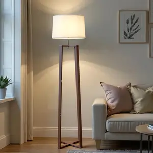 Booniture Minimalist Floor Lamp - Crossed Trapezoid Base, Sleek Bamboo Frame, Foot Switch, Sturdy Base, Stable and Tip-Resistant, For Living Rooms, Bedrooms, and Home Offices, lights, homevibes, cozyathome, WeeklyDeals, SpringGlowUp, Easter
