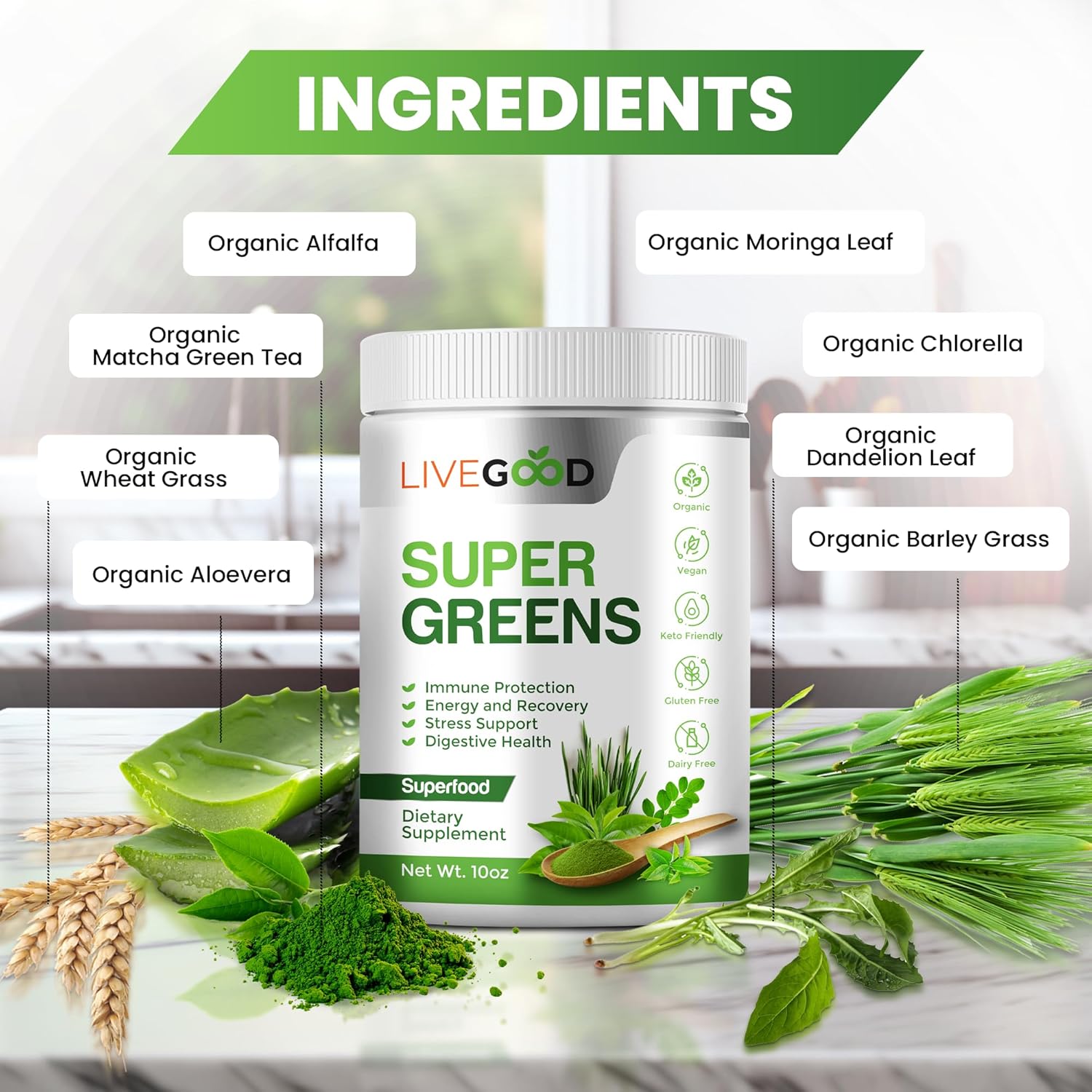 LiveGood Super Greens & Super Reds Bundle – USDA Organic Superfood Powder for Immune Support, Energy, Circulation, Digestive & Cognitive Health (30 Servings Each)