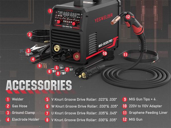 YESWELDER MIG-205DS-PRO Aluminum MIG Welder 205Amp | Synergic Control, 110/220V Dual Volts & Large LED Display | 5-In-1 Gas MIG/Flux Core/Spool Gun/Lift TIG/Stick Multiprocess Welding Machine