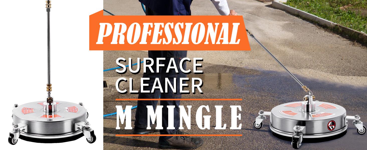 M MINGLE 14'' Pressure Washer Surface Cleaner Attachment, Driveway Power Washer Accessory with 2 Extension Wand, 1/4" Quick Connect, 4000 PSI, ChristmasGift