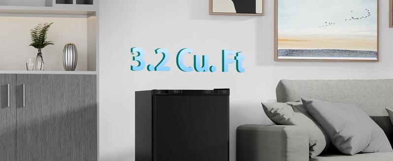 Antarctic Star 3.2 Cu.Ft. Mini Fridge with Freezer, Small Refrigerators with Adjustable Thermostat, Low Noise, Energy Saving, Compact Refrigerators for College Dorm, Office, Bedroom, Apartment, Black