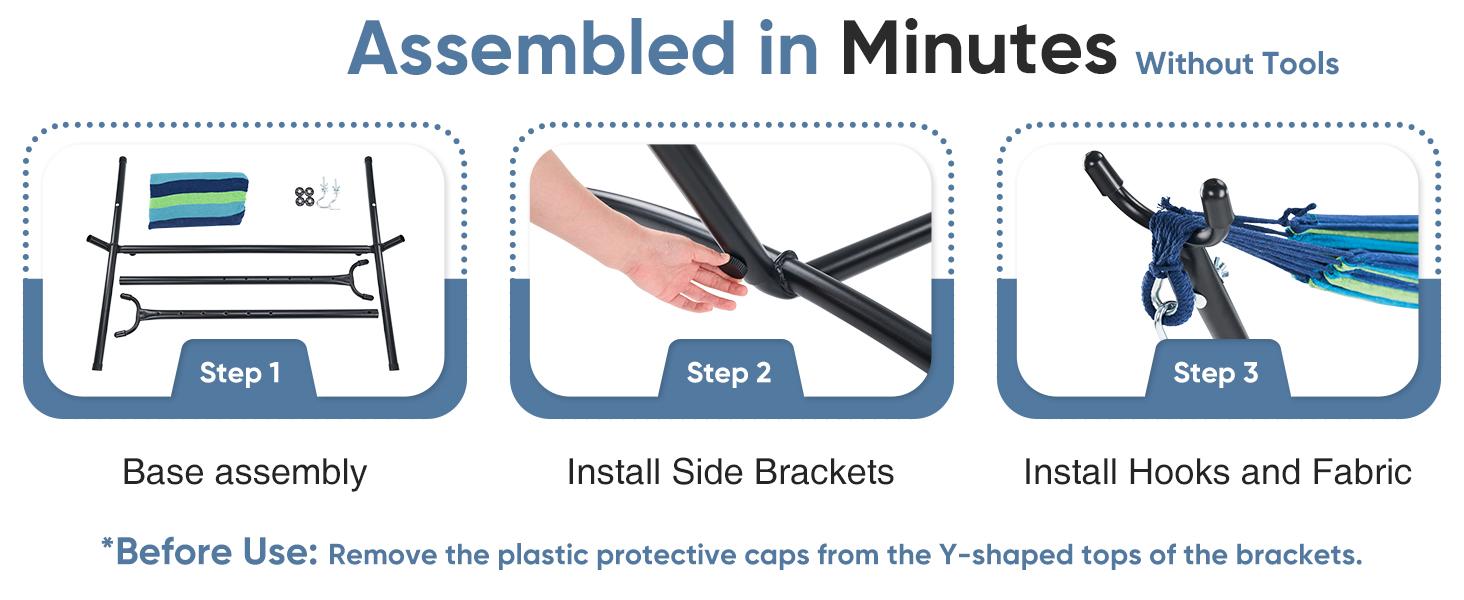 Double Hammock with Space Saving Stand, Heavy Duty Steel Frame, Portable for Outside & Indoor Use, 450lbs Capacity, Easy Assembly, Carrying Bag Included