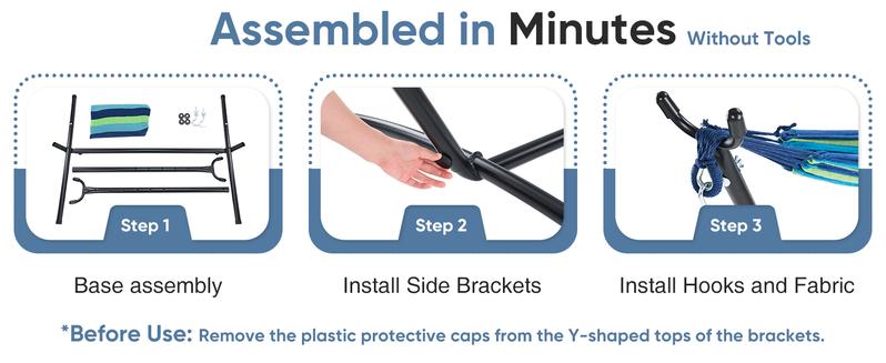 Double Hammock with Space Saving Stand, Heavy Duty Steel Frame, Portable for Outside & Indoor Use, 450lbs Capacity, Easy Assembly, Carrying Bag Included