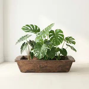 33" Extra Large Solid Wood Vintage Trough Decorative Tray