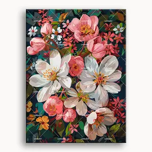 Blooming Flowers 4 Paint by Number Kit for Beginners Includes Paints Brushes & Numbered Canvas Ideal Gift for Canvas Art Enthusiasts