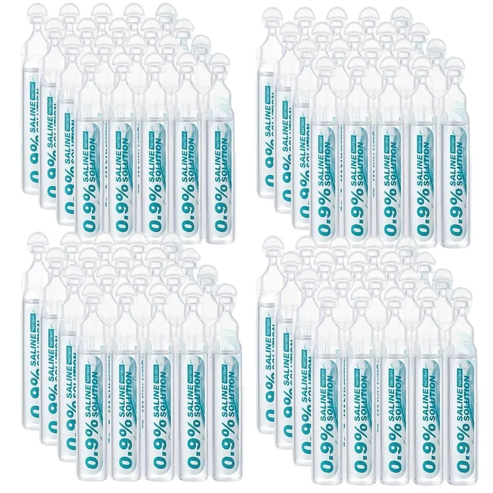 40pcs 0.9% Home Saline Solution Sterile Sterilization Care  20 per box, Sodium Chloride for Nasal and Eye Use, Wound Care, Acne Facial Cleansing, Nasal Cleansing for Children and Adults, , Wound Cleansing Saline Solution (0.17 oz Each)