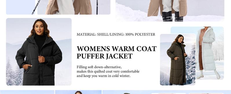 Tankaneo Women Long Quilted Coat Hooded Maxi Length Long Sleeve Puffer Jacket Padded Coat Winter Outerwear #Coldweather #TikTokShopHolidayHaul #TikTokShopJumpstartSale