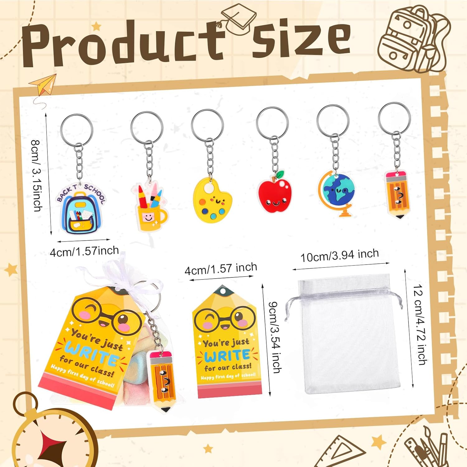 12/24 Sets Easter Gifts Easter Egg Keychain with Goodie Bags for Easter Basket Stuffers Classroom Easter Party Favors Back to School Keychain Bulk for Women Men Teacher Nurse Keychains with Inspirational Greeting Card Graduation Thank You Gift