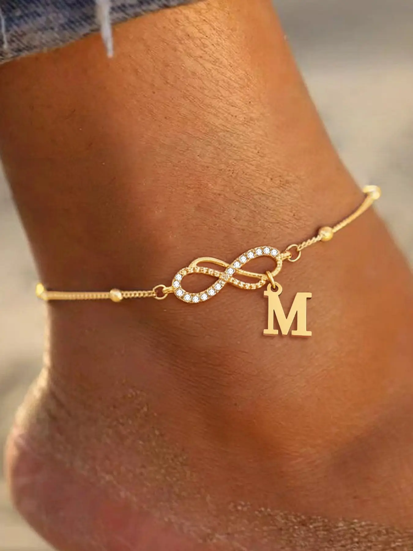 Women's Stainless Steel Anklet, Personalized Fashionable Infinite Symbol Initial Letter Design, Casual All-Season Foot Jewelry, Trendy Jewelry, Trendy Jewellery Accessories