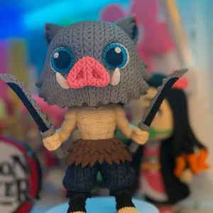 Crochet inosuke hashibira   Figure 8” Crochet-Style nezuko  | Demon Slayer Inspired