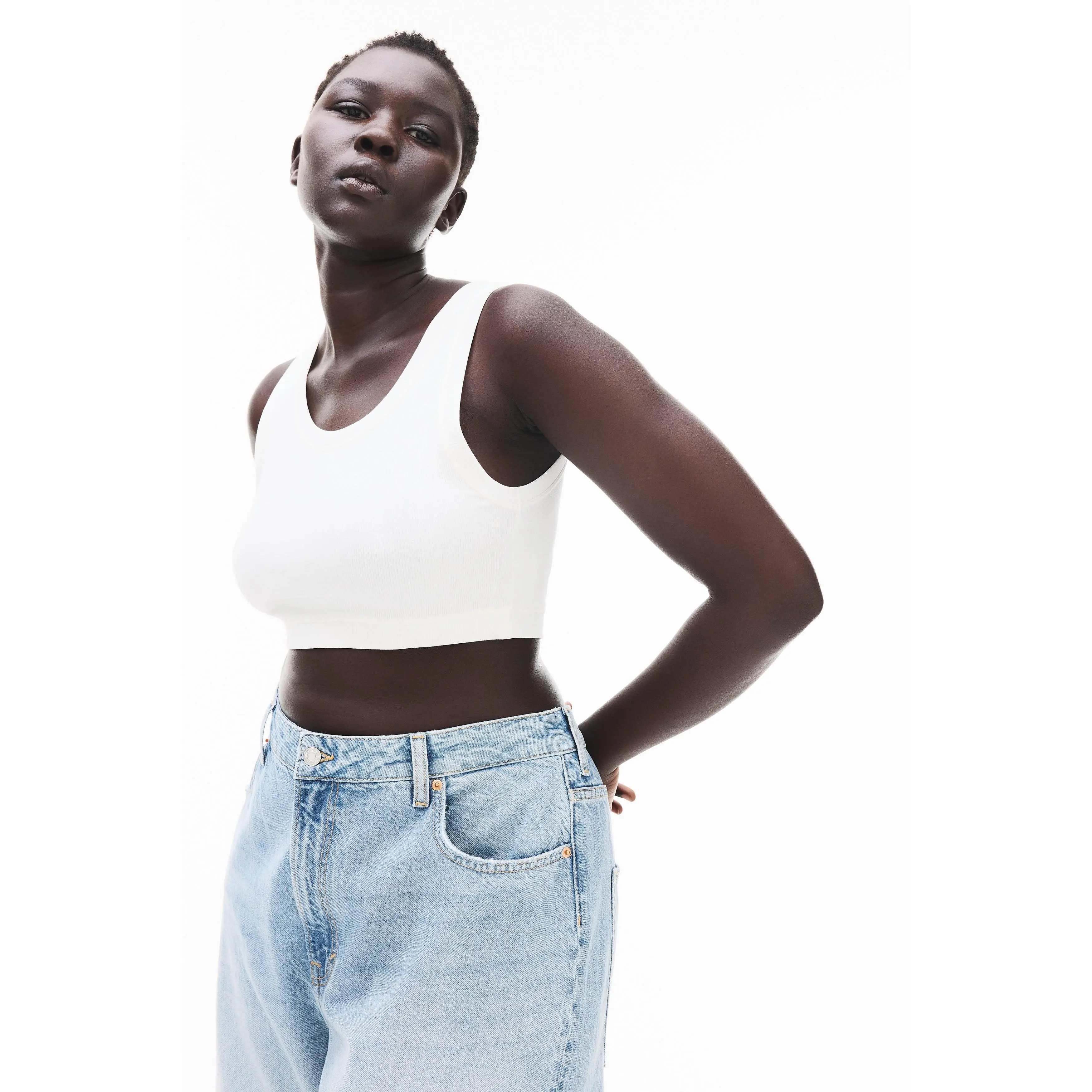 H&M Cropped ribbed vest top