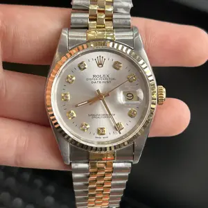 Rolex Datejust 36mm Two-Tone 18k Gold & Steel Custom Silver Dial 16233 WHP040402