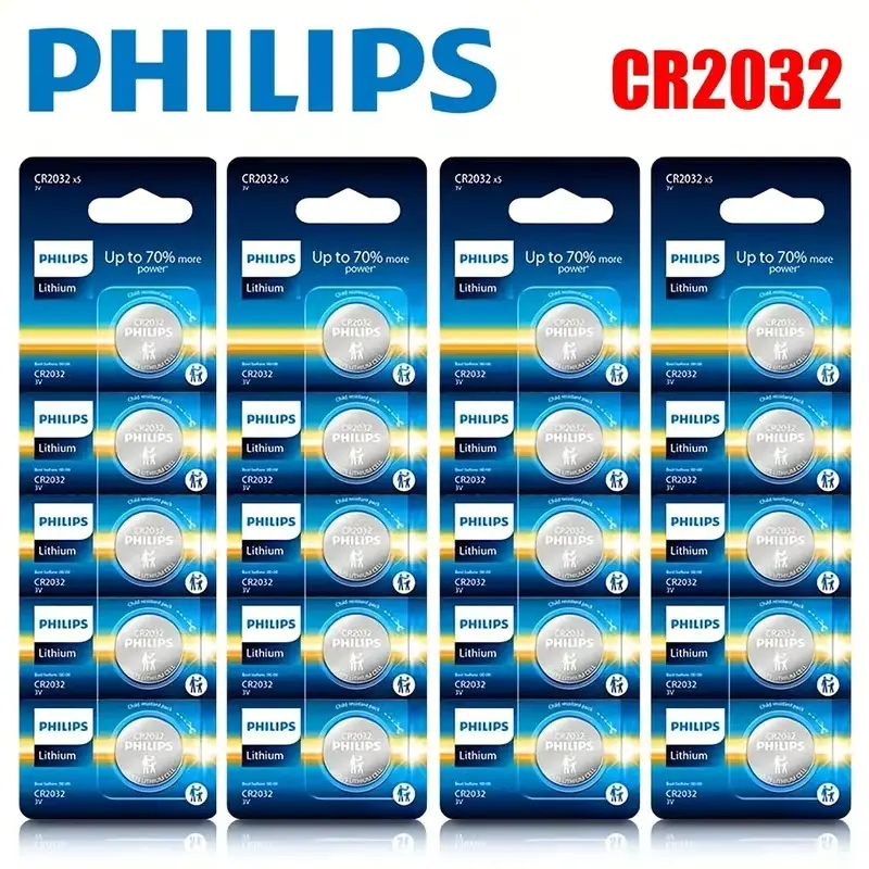 PHILIPS CR2032 Battery 20 Pack, 3v Lithium Coin Cell Battery Long-Lasting CR 2032 Batteries Coin and Button Cell Batteries