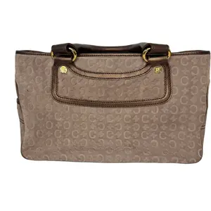 Pre-owned Celine Suede Macadam Top Handle Boogie Bag Canvas CEL.B.1004
