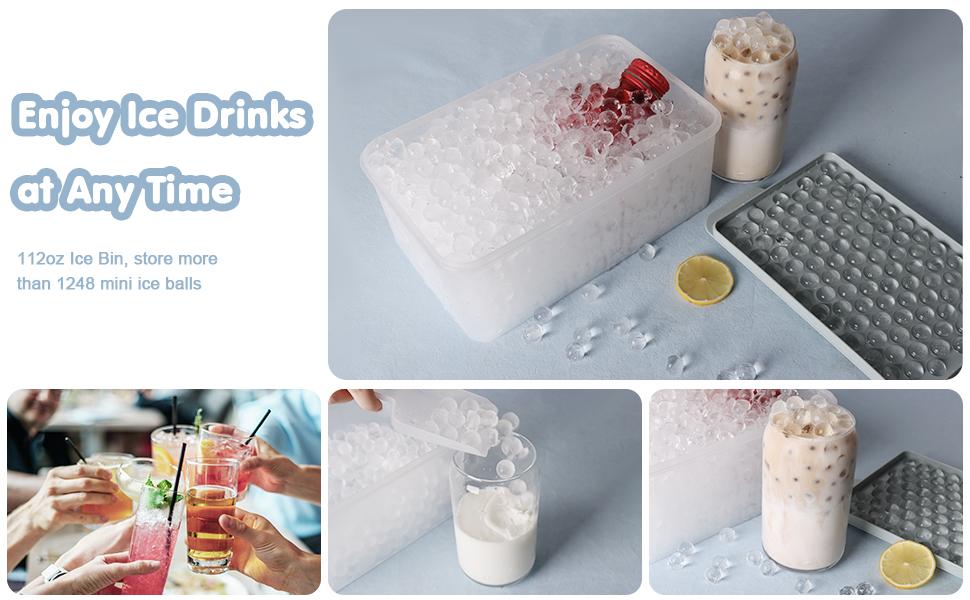 WIBIMEN 4 Pack Mini Ice Cube Trays – Easy Release Small Ice Trays for Drinks, Coffee & Juice (104x4 PCS) with Ice Bin & Scoop Food Containers