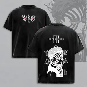Akaza Upper Rank 3 Graphic Tee, Vintage Washed Oversized Shirt, Manga Villain Demon Slayer Cotton T-Shirt MCV Tee