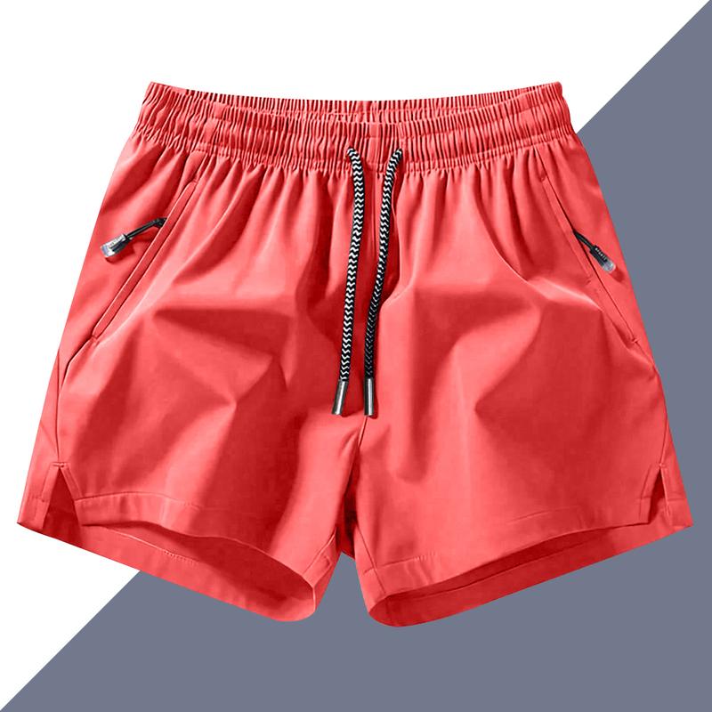 Men's sports shorts, summer casual quick-drying elastic belt drawstring shorts with zip pockets for long-lasting comfort, suitable for gyms and outdoor leisure activities