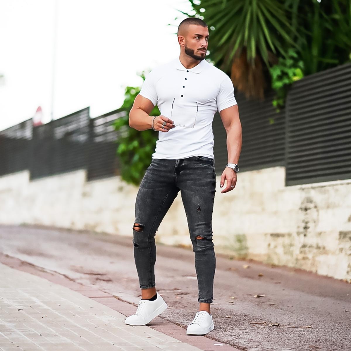 GINGTTO Men's Ripped Skinny Jeans Fashion Slim Fit Stretch Denim Jeans Pants